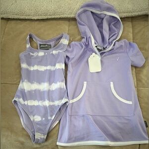 Eddie Bauer girls purple swimsuit, cover-up size 2T NWT